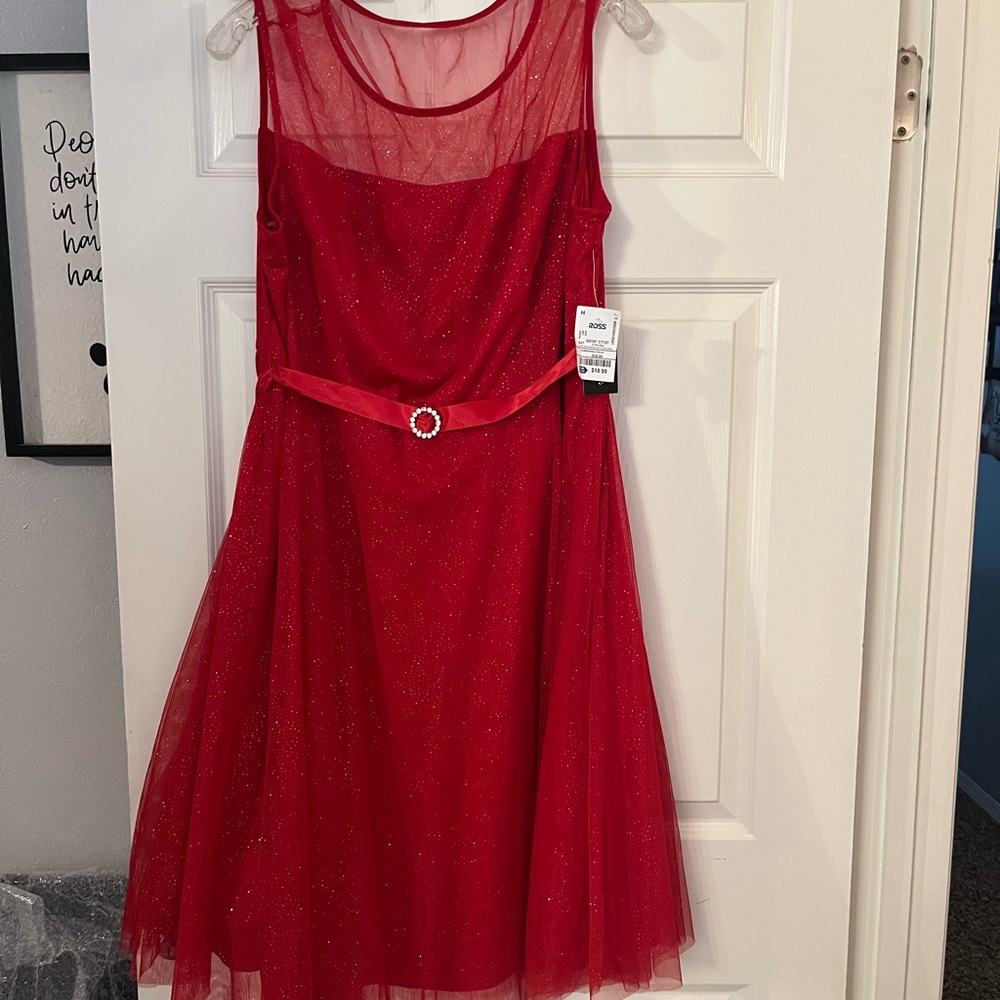 Red Sleeveless Crew Neck Sundress NWT